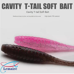 Floating cavity super floating T-tail thread bite-resistant dogfish black bass soft bait soft worm lure fake bait
