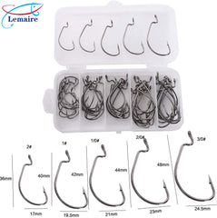 50pcs fish hooks, various sizes of fish hooks 50pcs/box fish hooks high carbon 1# 2# 1/0# 2/0# 3/0# durable barbed fish hooks - Lemaire Fish Hooks