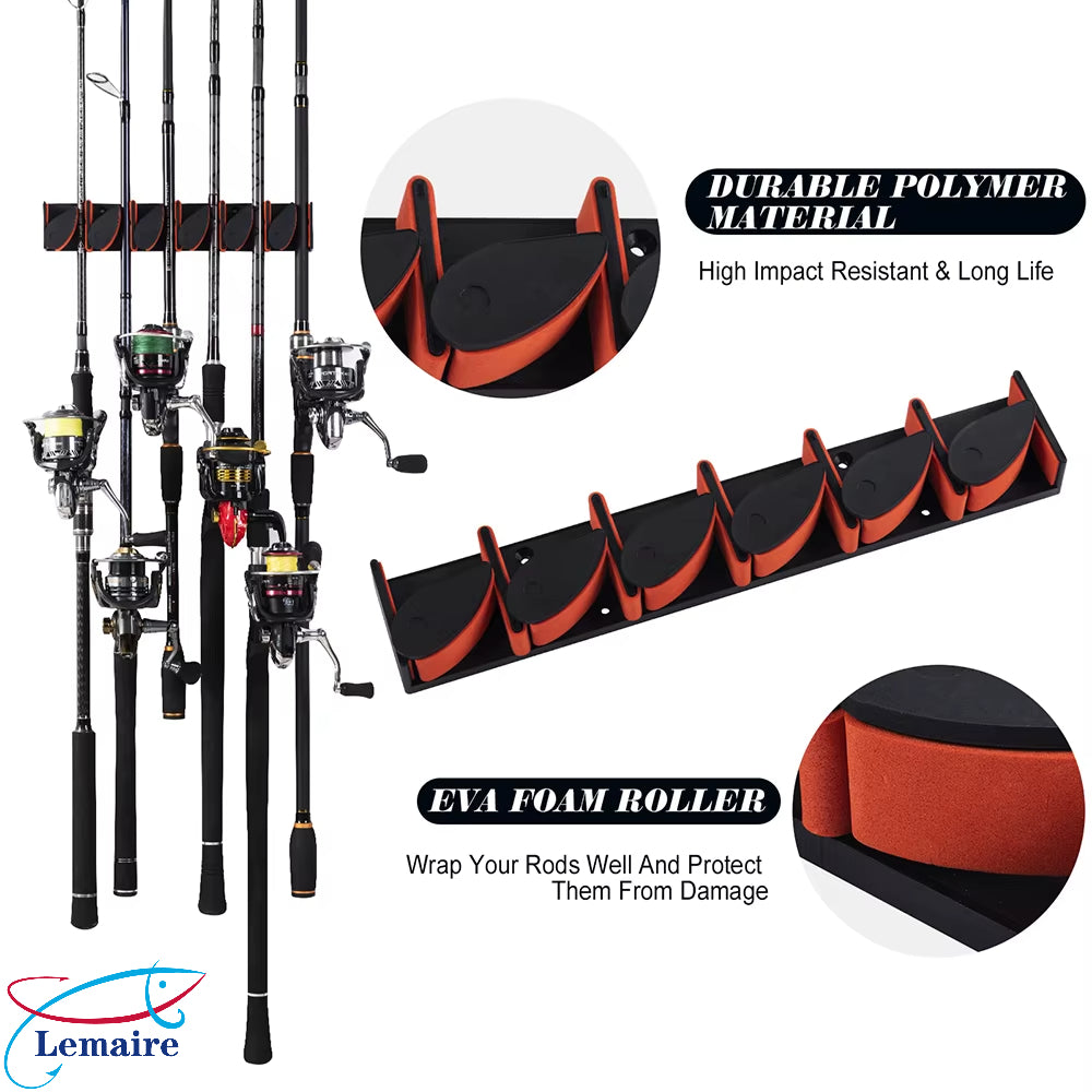 Wall-mounted fishing rod storage rack Luya fishing gear display rack Horizontal storage wall-mounted fishing rod rack EVA non-slip punch-free box bracket