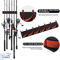 Wall-mounted fishing rod storage rack Luya fishing gear display rack Horizontal storage wall-mounted fishing rod rack EVA non-slip punch-free box bracket