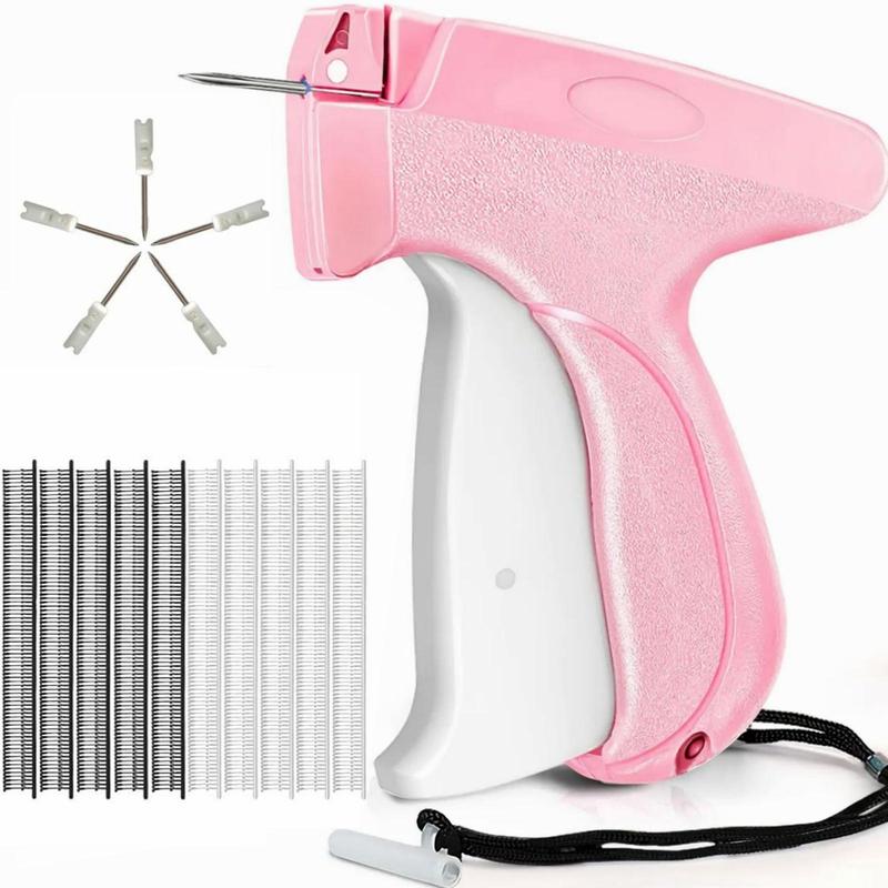 Quick hang tag holder, handheld label applicator gun, sewing tool kit for retail hanging price fabric clothing labels