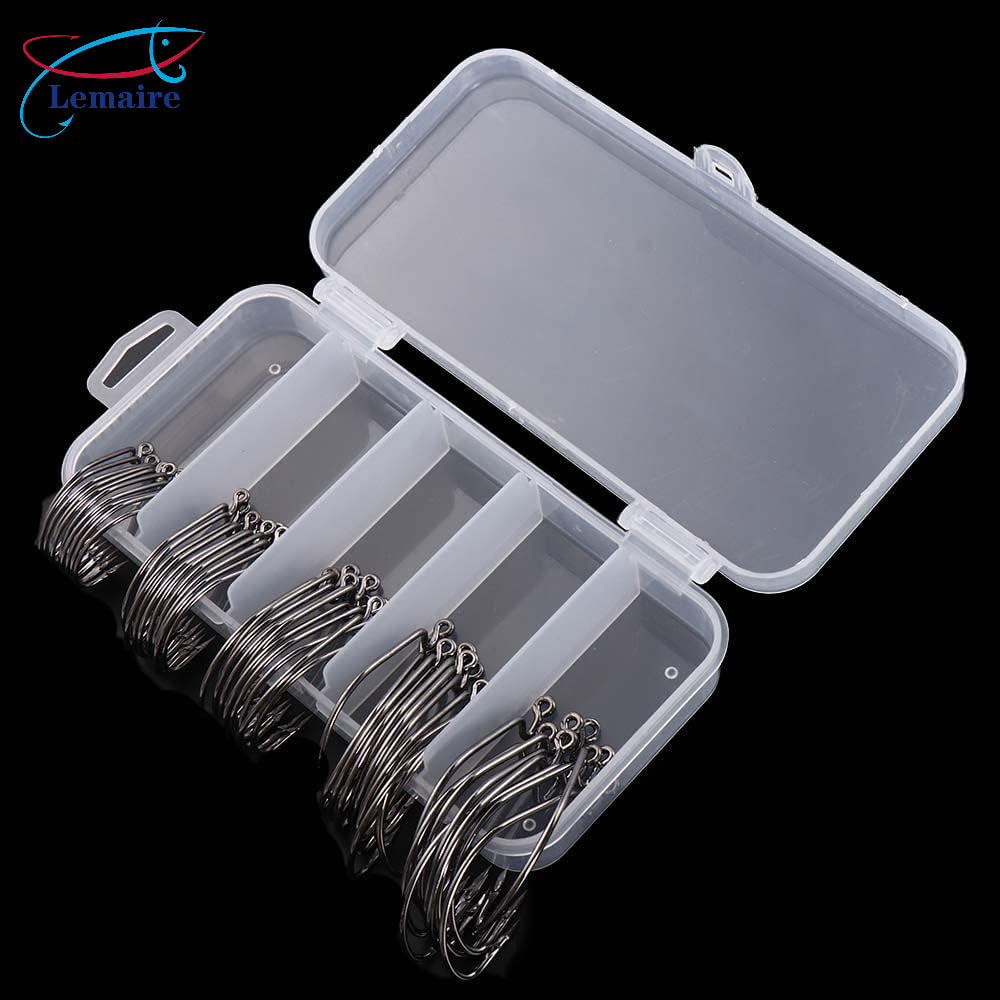 50pcs fish hooks, various sizes of fish hooks 50pcs/box fish hooks high carbon 1# 2# 1/0# 2/0# 3/0# durable barbed fish hooks - Lemaire Fish Hooks