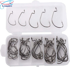 50pcs fish hooks, various sizes of fish hooks 50pcs/box fish hooks high carbon 1# 2# 1/0# 2/0# 3/0# durable barbed fish hooks - Lemaire Fish Hooks