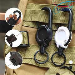 Backpack wire rope lure telescopic buckle outdoor fishing accessories anti-lost hand rope easy pull buckle backpack key hanging buckle