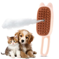 Cat Steam Brush - Rechargeable 3-in-1 Hair Brush Self-Cleaning Pet Grooming Tool for Long & Short Hair Cats & Dogs with Steamy M Hair Relief