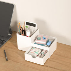 Large-capacity pen holder storage box drawer-style desktop office pen box multi-function integrated shelf bookshelf storage