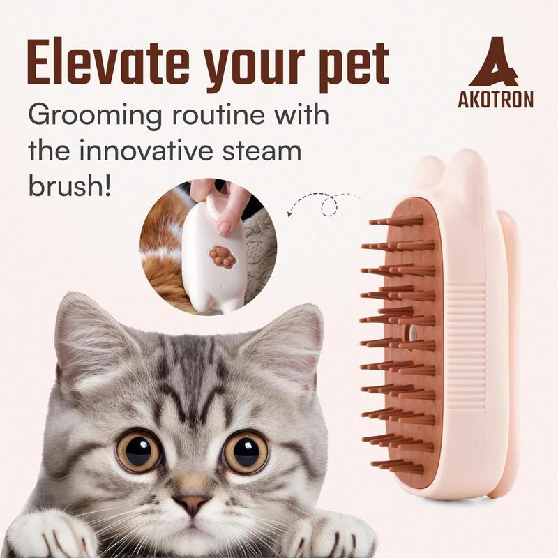 Cat Steam Brush - Rechargeable 3-in-1 Hair Brush Self-Cleaning Pet Grooming Tool for Long & Short Hair Cats & Dogs with Steamy M Hair Relief