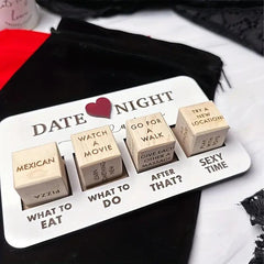 Wooden Date Dice Set for Couples Night Out - Includes 5 Dice for Bachelorette Parties, Bar Events and Adult Themed Parties