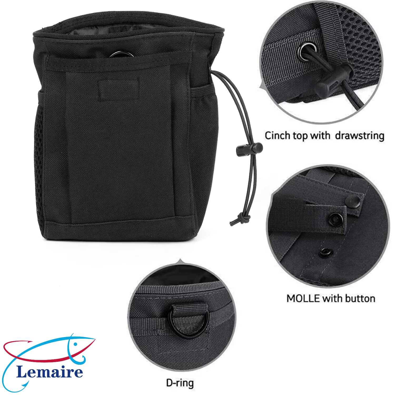 Outdoor multi-function tactical waist bag Outdoor camping fishing accessories bag Molle drawstring recycling bag Cycling sundries storage bag Mountaineering accessories