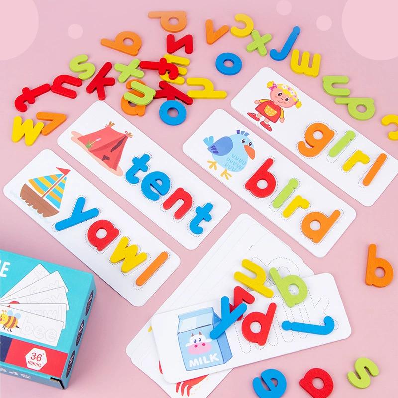 Wooden Alphabet Flash Cards Game for Toddlers 3-5, ABC Montessori Alphabet & Animal Puzzle Game, Preschool Learning Gift