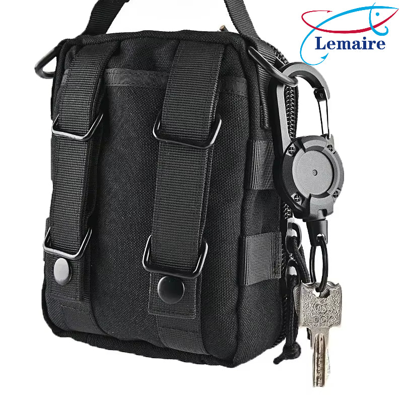 Backpack wire rope lure telescopic buckle outdoor fishing accessories anti-lost hand rope easy pull buckle backpack key hanging buckle