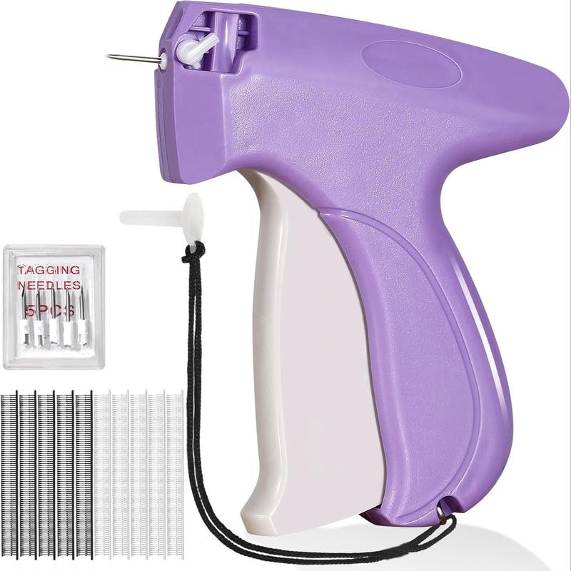 Quick hang tag holder, handheld label applicator gun, sewing tool kit for retail hanging price fabric clothing labels