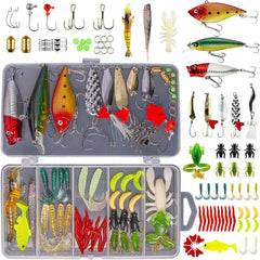 Fishing Lures Kit for Freshwater Bait Tackle Kit for Bass Trout Salmon Fishing Accessories Tackle Box Including Spoon Lures Soft Plastic Worms