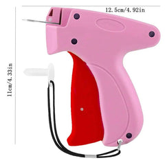 Quick hang tag holder, handheld label applicator gun, sewing tool kit for retail hanging price fabric clothing labels