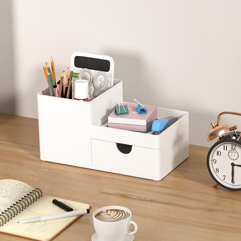 Large-capacity pen holder storage box drawer-style desktop office pen box multi-function integrated shelf bookshelf storage