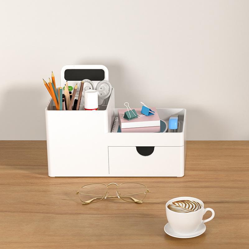 Large-capacity pen holder storage box drawer-style desktop office pen box multi-function integrated shelf bookshelf storage