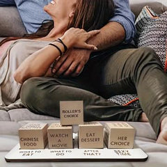 Wooden Date Dice Set for Couples Night Out - Includes 5 Dice for Bachelorette Parties, Bar Events and Adult Themed Parties