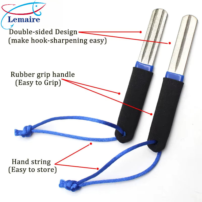 Portable outdoor double slot fishhook sharpener diamond hook sharpener fishhook file sharpening tool double-sided file