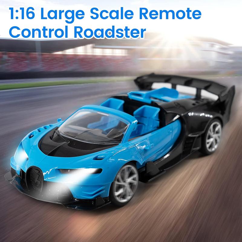 RC Sports Roadster - 1/16 Blue Electric Sport Remote Control Car,RC Model Toy for Kids Aged 4-12