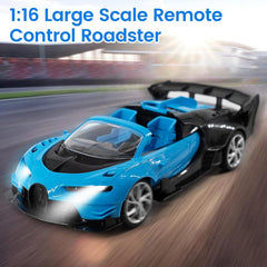 RC Sports Roadster - 1/16 Blue Electric Sport Remote Control Car,RC Model Toy for Kids Aged 4-12