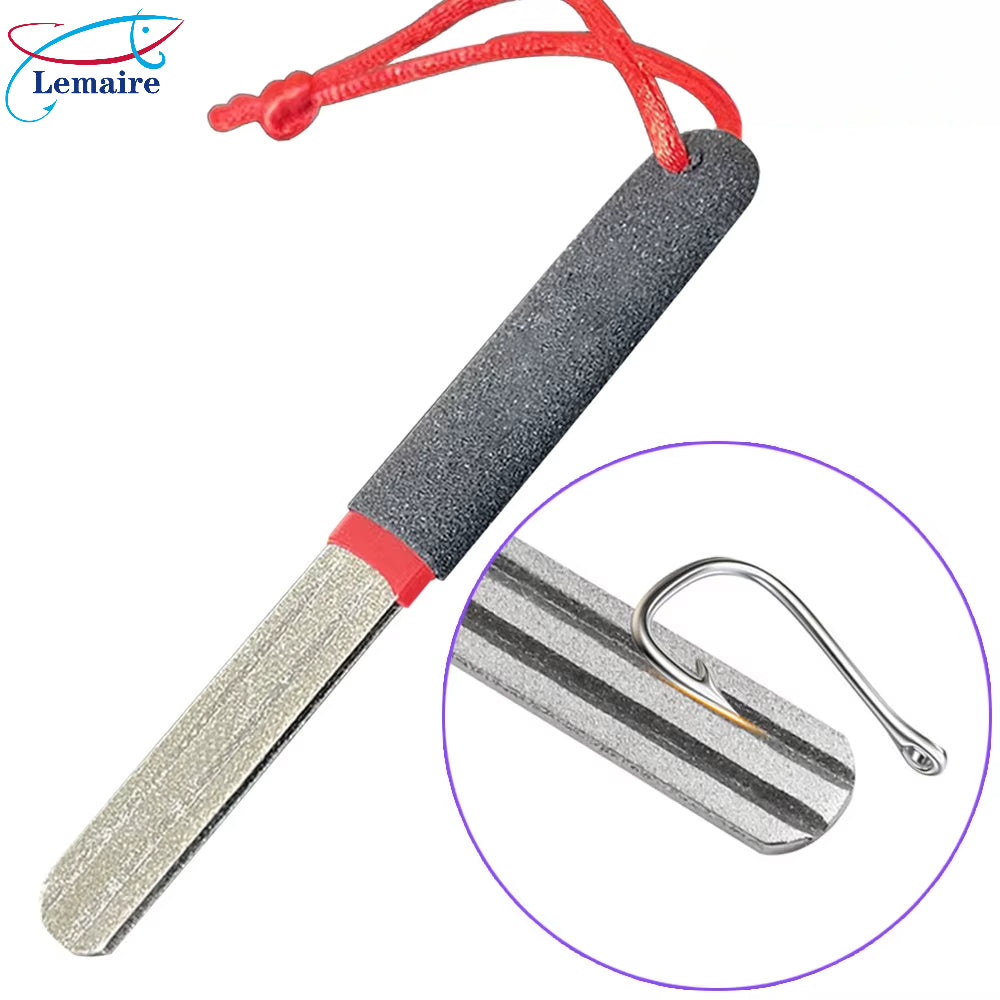 Portable outdoor double slot fishhook sharpener diamond hook sharpener fishhook file sharpening tool double-sided file