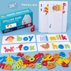 Wooden Alphabet Flash Cards Game for Toddlers 3-5, ABC Montessori Alphabet & Animal Puzzle Game, Preschool Learning Gift