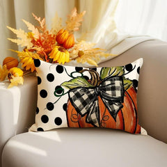 Polka Dot Pumpkin Lumbar Pillow Cover 12X20 Inch Fall Harvest Thanksgiving Rectangular Pillow Cover Set of 2 Farmhouse Home Decor