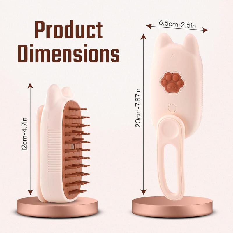 Cat Steam Brush - Rechargeable 3-in-1 Hair Brush Self-Cleaning Pet Grooming Tool for Long & Short Hair Cats & Dogs with Steamy M Hair Relief